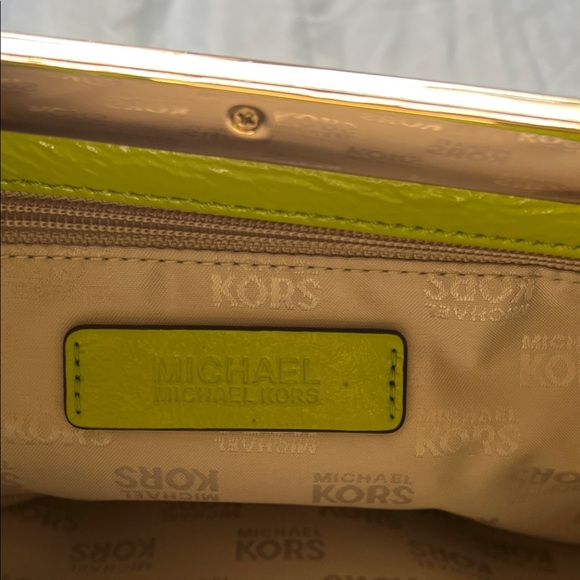 Michael Kors Chartreuse Clutch with Gold Accents - Picture 14 of 17